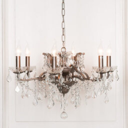 Antique Silver 6 Branch Shallow Cut Glass Chandelier - thumbnail 2