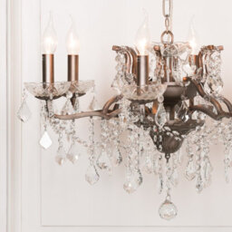 Antique Silver 6 Branch Shallow Cut Glass Chandelier - thumbnail 3