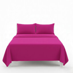 Easy Care Flat Bed Sheet Polycotton Durable Low Maintenance Bedding Fuchsia - thumbnail 2