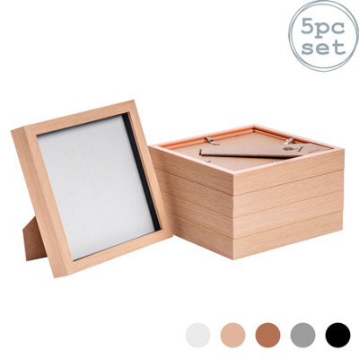 "Nicola Spring 8 X 8"" Photo Frames - Light Wood - 3D Photo Frame Picture Frame Box Portrait Display Case (22.5 X 22.5Cm) Set Of 5" - image 1