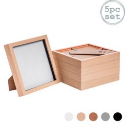 "Nicola Spring 8 X 8"" Photo Frames - Light Wood - 3D Photo Frame Picture Frame Box Portrait Display Case (22.5 X 22.5Cm) Set Of 5" - thumbnail 1