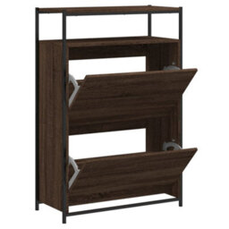 Walplus Shoe Cabinet Brown Oak 75X34X112 Engineered Wood - thumbnail 2