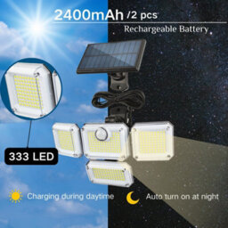 Amorly Solar Lights Outdoor,motion Sensor Outdoor Lights,separated Solar Panel 4 Adjustable Heads,333 Led,3 Modes, Backyard Patio Garden - thumbnail 3