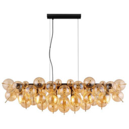 Luminosa Lighting Luminosa Udo Bar Pendant Ceiling Light Matt Black Balls Amber Glass Shade 6X E14 - thumbnail 3