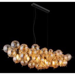 Luminosa Lighting Luminosa Udo Bar Pendant Ceiling Light Matt Black Balls Amber Glass Shade 6X E14 - thumbnail 4
