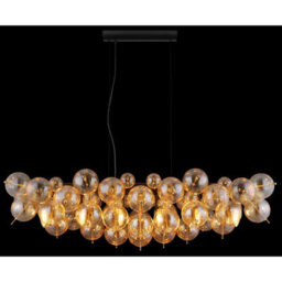 Luminosa Lighting Luminosa Udo Bar Pendant Ceiling Light Matt Black Balls Amber Glass Shade 6X E14 - thumbnail 5