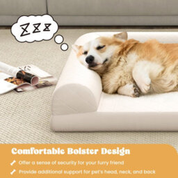 Costway Orthopedic Dog Bed Medium Small Dogs Egg-Foam Dog Crate Bed W/ 3-Side Bolster - thumbnail 9