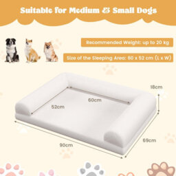Costway Orthopedic Dog Bed Medium Small Dogs Egg-Foam Dog Crate Bed W/ 3-Side Bolster - thumbnail 3