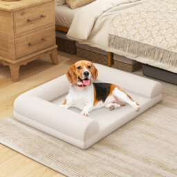 Costway Orthopedic Dog Bed Medium Small Dogs Egg-Foam Dog Crate Bed W/ 3-Side Bolster - thumbnail 1