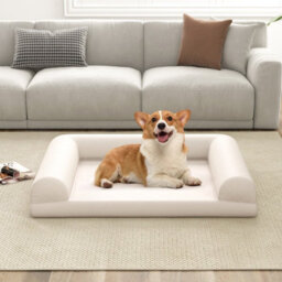 Costway Orthopedic Dog Bed Medium Small Dogs Egg-Foam Dog Crate Bed W/ 3-Side Bolster - thumbnail 4