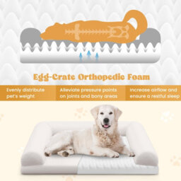 Costway Orthopedic Dog Bed Medium Small Dogs Egg-Foam Dog Crate Bed W/ 3-Side Bolster - thumbnail 5