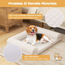 Costway Orthopedic Dog Bed Medium Small Dogs Egg-Foam Dog Crate Bed W/ 3-Side Bolster - thumbnail 6