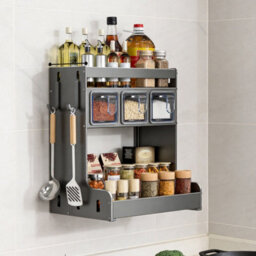 Living And Home 3-Tier Kitchen Spice Rack With 3 Seasoning Boxes, 26Cm (W) X 15Cm (D) X 28.5Cm (H) - thumbnail 1