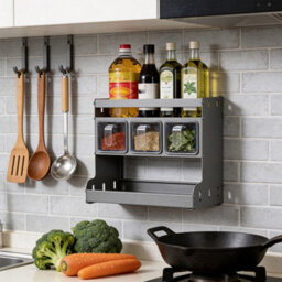 Living And Home 3-Tier Kitchen Spice Rack With 3 Seasoning Boxes, 26Cm (W) X 15Cm (D) X 28.5Cm (H) - thumbnail 2