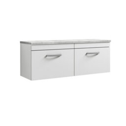 Nuie Athena Wall Hung Vanity Unit With 2 Soft-Close Drawers & Gloss White Laminate Top