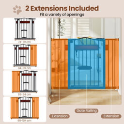 Costway Extra Wide Walk Through Pet Gate For 74-104 Cm Openings W/ Small Door-Black - thumbnail 7