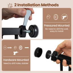 Costway Extra Wide Walk Through Pet Gate For 74-104 Cm Openings W/ Small Door-Black - thumbnail 6
