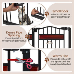 Costway Extra Wide Walk Through Pet Gate For 74-104 Cm Openings W/ Small Door-Black - thumbnail 4