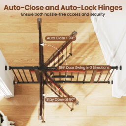 Costway Extra Wide Walk Through Pet Gate For 74-104 Cm Openings W/ Small Door-Black - thumbnail 9