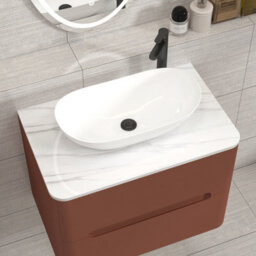 Royal Bathrooms Venice 700mm Terracotta Clay Wall Mounted Bathroom Countertop Vanity Unit 2 Drawer With Cesar Basin - thumbnail 6