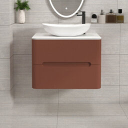 Royal Bathrooms Venice 700mm Terracotta Clay Wall Mounted Bathroom Countertop Vanity Unit 2 Drawer With Cesar Basin - thumbnail 1