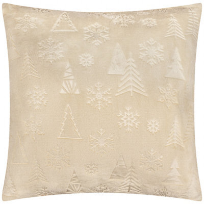 Furn. Festive Time Embossed Fleece Polyester Filled Cushion , 50Cm X 50Cm, Natural - image 1