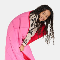 Ohs Kids Plain Reversible Weighted Blanket Supersoft Sensory Sleep Therapy Throw - Pink/red - thumbnail 5