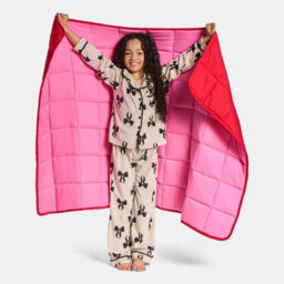 Ohs Kids Plain Reversible Weighted Blanket Supersoft Sensory Sleep Therapy Throw - Pink/red - thumbnail 4