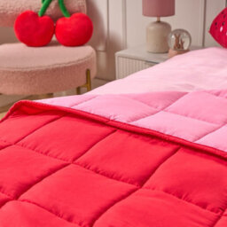 Ohs Kids Plain Reversible Weighted Blanket Supersoft Sensory Sleep Therapy Throw - Pink/red - thumbnail 2