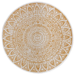 The Rugs Lilja Vintage Round Rug Indoor Outdoor Reversible Durable Easy Care In Mustard