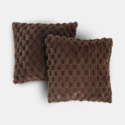 OHS 2 Pack Waffle Faux Fur Cushion Covers - 45 X 45Cm - image 1