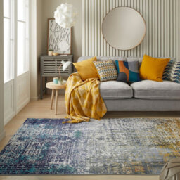 Blue Copper Abstract Polyester Soft Modern Living Room, Bedroom Rug - 200Cm X 290Cm - thumbnail 1