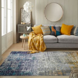 Blue Copper Abstract Polyester Soft Modern Living Room, Bedroom Rug - 200Cm X 290Cm