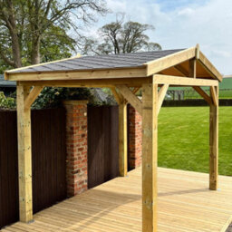 "NLC(DRIFFIELD)LIMITED Nlc Wooden Shingle Roof Gazebo 3.6M X 4.8M (11'10"" X 15'9"") With 15mm Hardwood Ply Roof, Grey Felt Shingles And Tanalised Timber" - thumbnail 4