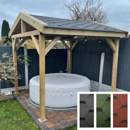 "NLC(DRIFFIELD)LIMITED Nlc Wooden Shingle Roof Gazebo 3.6M X 4.8M (11'10"" X 15'9"") With 15mm Hardwood Ply Roof, Grey Felt Shingles And Tanalised Timber" - thumbnail 3