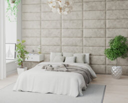 Aspire Easymount Wall Mounted Upholstered Panels, Modular Diy Headboard In Mirazzi Velvet Fabric, Pearl (Pack Of 8) - thumbnail 3