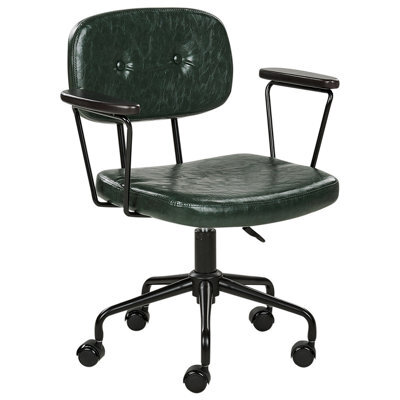 Beliani Desk Chair Algerita Faux Leather Dark Green - image 1