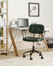 Beliani Desk Chair Algerita Faux Leather Dark Green - thumbnail 2