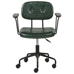 Beliani Desk Chair Algerita Faux Leather Dark Green - thumbnail 4
