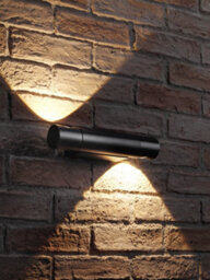 Auraglow Outdoor Integrated Led Swivel Up & Down Wall Light - Citadel - Black - thumbnail 2