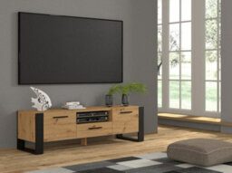 Arte Modern Nuka Tv Cabinet  In Oak Artisan W1600mm X H480mm X D430mm - thumbnail 3