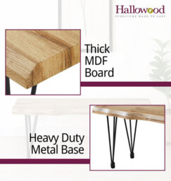 Hallowood Furniture Cullompton Bench (110Cm) With Live Edge Effect And Black Metal Legs - thumbnail 5