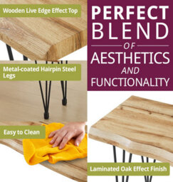 Hallowood Furniture Cullompton Bench (110Cm) With Live Edge Effect And Black Metal Legs - thumbnail 4
