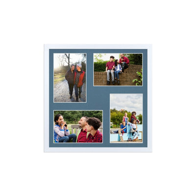 AK Frames 12X12 White Sleek Multi Photo Frame With Pompadour Mount - Holds 4 Apertures (4X) 6X4 Photos - image 1