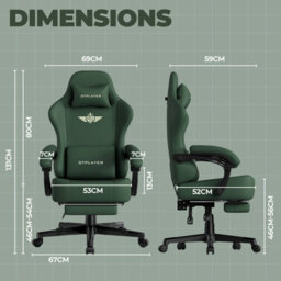 Gtplayer Gaming Chair, Ergonomic Computer Chair With Footrest And Lumbar Support Height Adjustable Home Office, Green - thumbnail 3