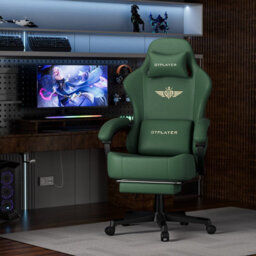 Gtplayer Gaming Chair, Ergonomic Computer Chair With Footrest And Lumbar Support Height Adjustable Home Office, Green - thumbnail 2