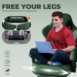 Gtplayer Gaming Chair, Ergonomic Computer Chair With Footrest And Lumbar Support Height Adjustable Home Office, Green - thumbnail 7