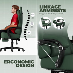 Gtplayer Gaming Chair, Ergonomic Computer Chair With Footrest And Lumbar Support Height Adjustable Home Office, Green - thumbnail 6