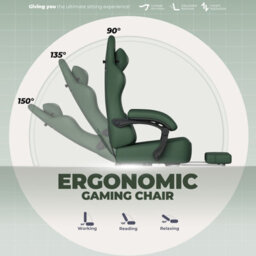 Gtplayer Gaming Chair, Ergonomic Computer Chair With Footrest And Lumbar Support Height Adjustable Home Office, Green - thumbnail 8