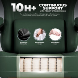 Gtplayer Gaming Chair, Ergonomic Computer Chair With Footrest And Lumbar Support Height Adjustable Home Office, Green - thumbnail 5
